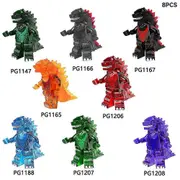 8Pcs Mini Godzilla Series Assembly Building Blocks Figures Kids Toys Mechanical Ice Lava Godzilla Gifts