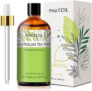 PHATOIL 100ML Australian Tea Tree Essential Oil, for Aromatherapy Diffusers, Humidifiers, Skin Care, Massage, Great for DIY Candle and Soap Making