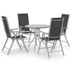 Garden Dining Set 5 Piece Aluminium&Textilene Table Chair Black/Silver vidaXL