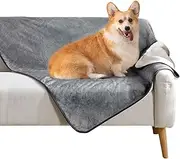 The Fellie Dog Blankets Washable, Soft Warm Sherpa Fleece Dog Blanket, Waterproof Blanket for Medium Dogs Cats, Reversible Dog Sofa Car Protector, Calming Pet Blanket, 100x120cm, Grey