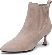 [youngshow] Women's Comfy Stretch Knit Wedge Boots, Formal Dressy Stretch Ankle Boots for Womens, Classic Slip On Boots for Women