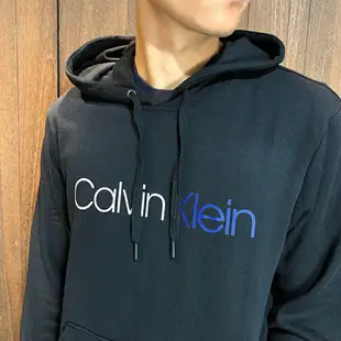 美國百分百【全新真品】Calvin Klein 長袖 連帽T恤 CK 帽T 上衣 男 logo 黑色 有大尺碼 AP05
