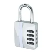 4 Digit Combination Padlock, Zinc Alloy Resettable Combination Lock Silver Tone