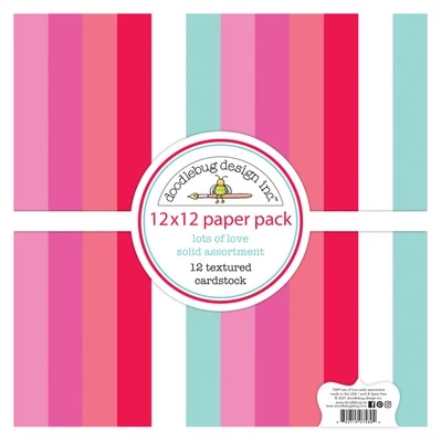 Doodlebug Textured Double-Sided Cardstock 12"X12" 12/Pkg-Lots Of Love DT7589