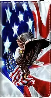 [Dikoer] Check Book Cover for Personal Checkbook, Dikoe Premium Leather Checkbook Cover Plastic Insert Flap Card Holder Pen Hoop Holder with RFID Blocking Slim Wallet for Women Men, Eagle on American Flag