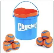 Chuckit! Ultra Ball Dog Toy 8-Pack + Cleaning Bucket – Medium 2.5” Fetch Balls