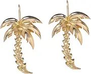 [WRITWAA] Coconut Tree Design Earrings by Fashionable Chunky Earrings Golden Ear Studs Stylish Casual Jewelry for Women Girls