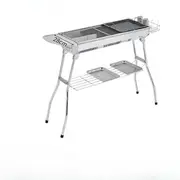 NNEOBA Portable Outdoor Stainless Steel Charcoal Grill Foldable BBQ Tool Silver