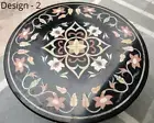 2' antique black Marble side Center Table Top round Inlay Home decor kf