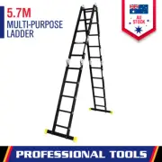 5.7M Multi Purpose Ladder Aluminium Folding Platform Extension Step 150Kg Au