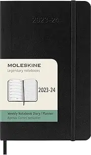 Moleskine - 2023-24 18 Month Soft Cover Diary - Weekly Notebook - Pocket - Blk