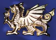 Welsh Dragon Pin Badge - Gold Plated, Wales Cymru (17 x 27 mm) **[WDGPIN]
