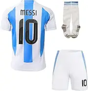 [Hawkara] Argentina #10 Home Copa-American Football Children's Jersey Pad Shorts Socks Set Youth Sizes