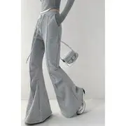 Pressed Boot-Cut Pants Light Gray - M