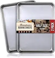 13x18 Aluminum Baking Sheet Pan (2 Pack), Commercial Half Size Rimmed Baking Trays for Oven, Freezer, & Bun Racks, Heavy Duty Baking Sheet Cake Pan, Extra Large Cookie Sheets for Baking & Cooking