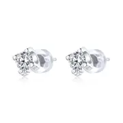 Sterling Silver Small Clear CZ Hypoallergenic Stud Earrings