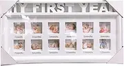 First Year Picture Frame,Baby's Twelve Months Picture Frame - Alphabet Picture Frames, Baby Keepsake Nursery Frame for Wall, Tabletop