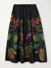 [La DoubleJ] La DoubleJ - Printed Faille Midi Skirt - Black - large large Black