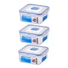 3x Locknlock 600ml Airtight Classic Square Food Container Storage Organiser CLR