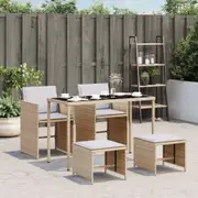 Garden Dining Set with Cushions Outdoor Bistro Set 5 Piece Poly Rattan vidaXL