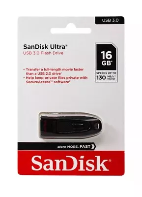 Sandisk Ultra USB Flash Drive USB 3.0 16GB, Store More Fast