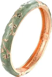 [UJOY] Elegant Floral Bracelet Jewelry Bamboo Flowers Enamel Handmade Bangles Gift Box 55A80