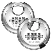 4 Digit Combination Lock Disc Padlock with Hardened Steel Shackle Outdoor Com...