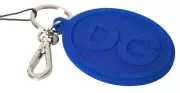 Dolce&Gabbana Unisex Blue Keychain Rubber Brass DG Logo Casual Oval Mini Keyring