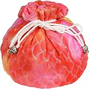 cusdie High-Capacity Velvet Dice Bags with Pockets Storage Bag Capacity 200+ Dice Holder for DND RPG MTG Game Dices Collection, Red Yellow, Bag Organiser