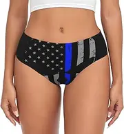 [SAAKE] Blue Stripe Stars Skull Print Women's Briefs XS S M L XL XXL 3XL 4XL Plus Size Briefs Bikini Ladies Underpants, Black, Medium