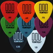 8 x Dunlop Tortex III Guitar Picks Plectrums Tortex TIII - 1 Of Each Type
