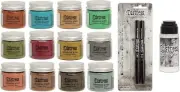Tim Holtz Ranger Embossing Glazes Bundle of 12 Colors in 1 oz Jars, 2 Distress E