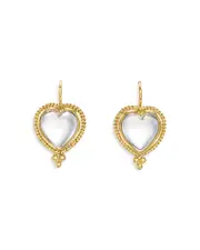 Temple St. Clair 18K Yellow Gold Rock Crystal Heart Earrings