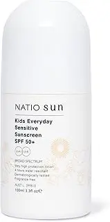 Natio Australia Kids Everyday Sensitive Sunscreen SPF 50+ (Roll-On) 100ml - Gentle Sunscreen Lotion for Kids, Fragrance Free, Dermatologically Tested, UVA/UVB Broad Spectrum Protection - Vitamin E & Aloe Vera - Vegan Friendly & Made in Australia