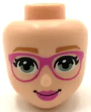 Lego New Light Nougat Mini Doll Head Friends with Medium Nougat Eyebrows Piece