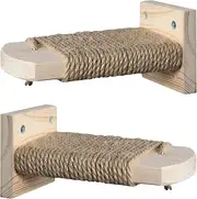 Cat Cage Climbing Steps | Kitten Shelves for Wall - Pet Cage Jumping Ladder for Paw Grinding, Set of 2 Wood Kitten Resting Stairs