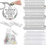 [Generic] Thank You Key Chains,48 Sets Appreciation Inspirational Keychain with Tassels - Thank You Keyrings with Bags for Families Friends