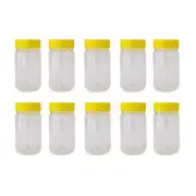 10x 500g Plastic Honey Jars + Lids - Round Clear Food Grade Packaging Containers