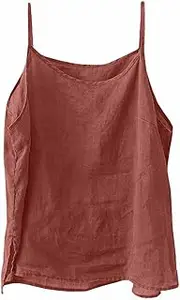 [Generic] Duds Sleeveless Tops for Women Spaghetti Strap Loose Fit Tank Top Summer Casual Sleeveless Shirts Camisole Stretchy