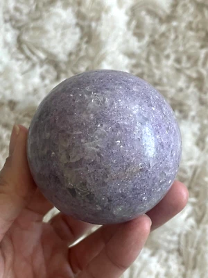 Lepidolite Crystal Sphere, Medium (approx. 60mm), 360 grams, Polished