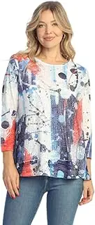 [Jess & Jane] Women's Windmill Boucle Mesh Tunic Top with Burn-Out Lining