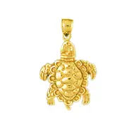 14K Gold 3D Sea Turtle Charm