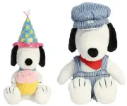 Aurora Peanuts Plush Bundle, Birthday Snoopy and Train Engineer Snoopy