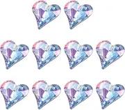 uxcell 10 Pcs 3D Heart AB Blue Nail Rhinestones 12x13mm K9 Glass Crystal Rhinestones Pointed Back Crooked Heart Gems for Nail Charm Art DIY Craft