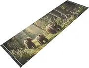 YXYZRMY Bears Forest Wildflowers Washable Runner Rug 2’ x 6’ Non Slip Runner Rug for Hallways Entryway Bedroom Floor Carpet Runner- Soft Thin Mat with Rubber Backing for Family Pet