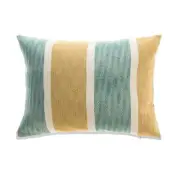 Orange, Blue And White Striped With Microgel Feather-Like Insert Pillow