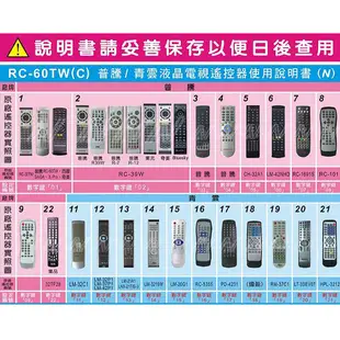 【聖岡科技Dr.AV】RC-60TW液晶LED電視遙控器 普騰/青雲(台灣設計 原廠模具 設定簡單 (3.1折)