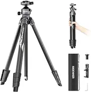 [NEEWER] LITETRIP LT07 61" Aluminum Travel Tripod for Camera w Pan Tilt Low Profile Ball Head, Arca QR Plate Compatible with Peak Design Tripod Plate V3, Dual Center Axis, 2in1 Phone Clamp Handgrip