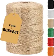 805FT Natural Jute Twine String, Bulk Hemp Jute Rope Cord Twine for Crafts Garde