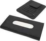 AKOOSY 1Set Car Tissue Holder Leather Tissue Case for Sun Visor with Card Slot Eyeglasses Clip Change Holder Versatile Vehicle Accessory for Backseat Sun Visor